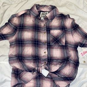 Justice Plaid Button Down Shirt //